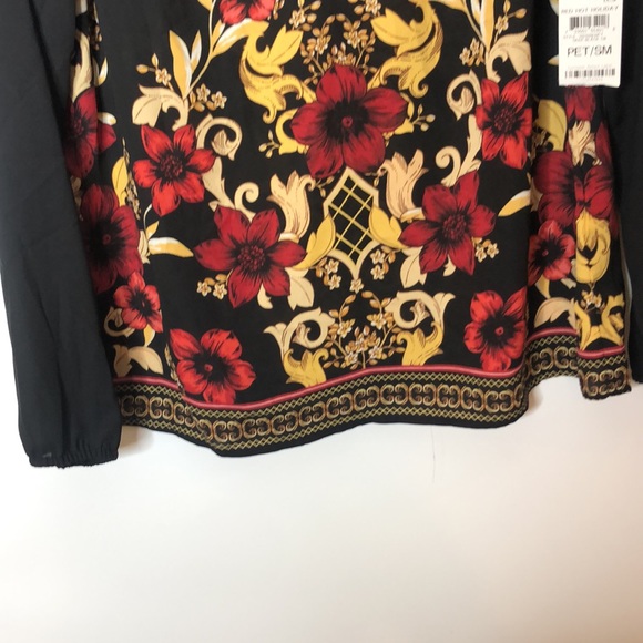 NWT JM Collection glitter semi sheer womans Top Blouse Floral New with tags NWT - Picture 8 of 10